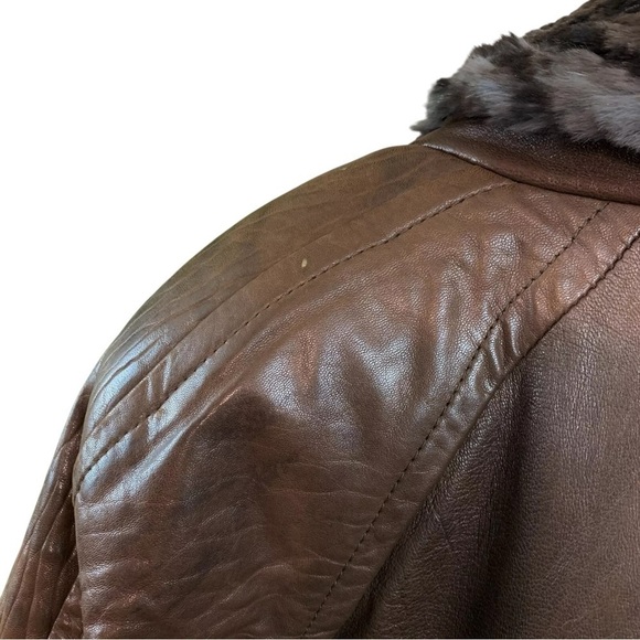 Andrew Marc Genuine Leather Rabbit Fur Coat Jacket Brown Black Gray Size Small - Picture 8 of 12